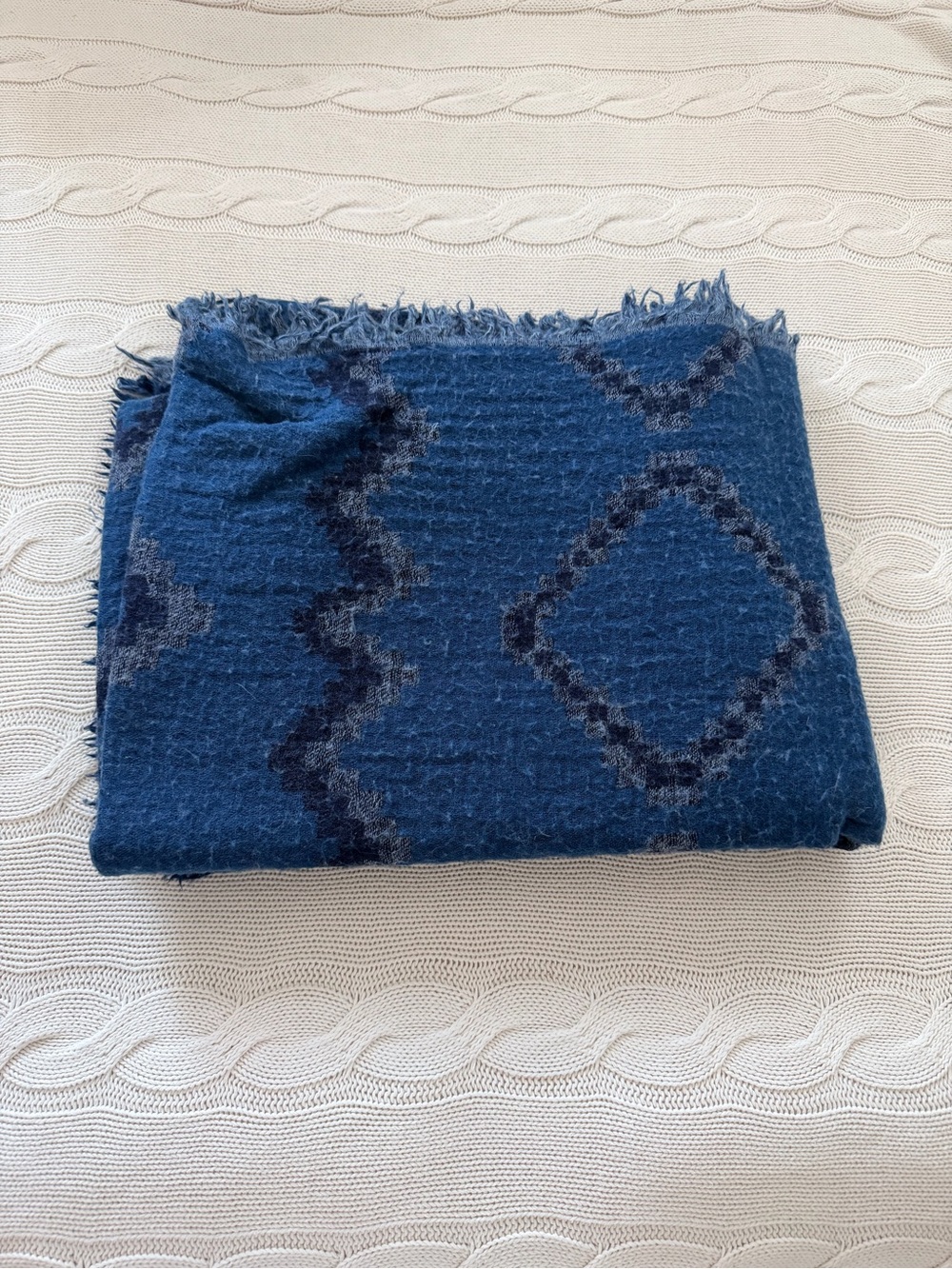 Aritzia Wilfred 100% Wool Blue Blanket Scarf